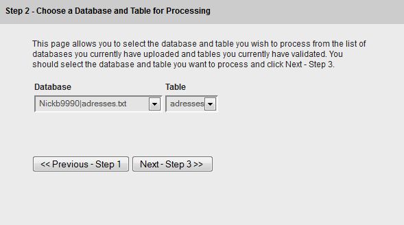 Select your database